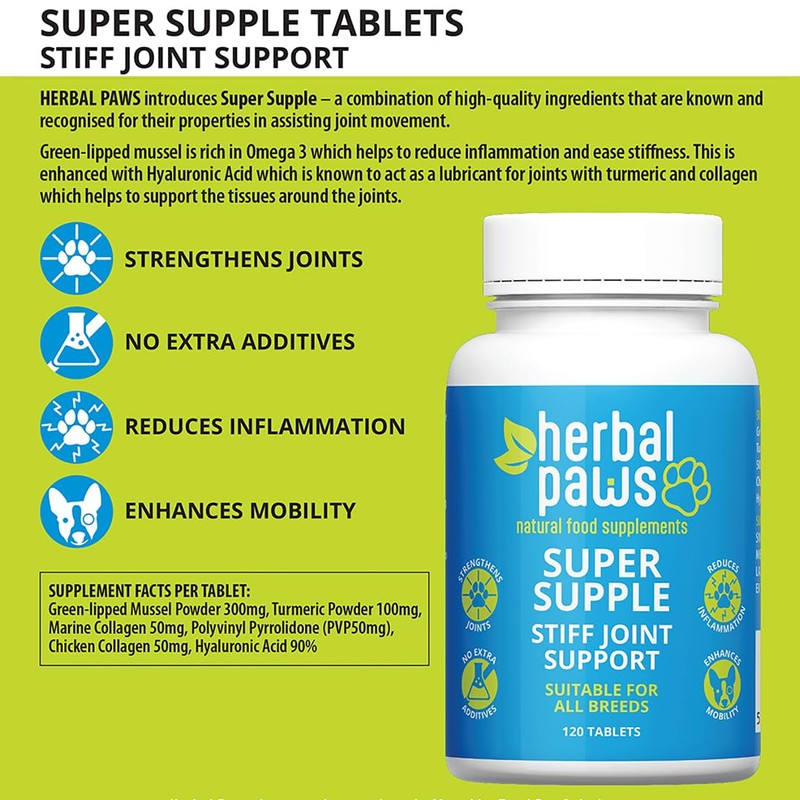 Herbal Paws Super Supple Stiff Joint Support Capsules for Dogs