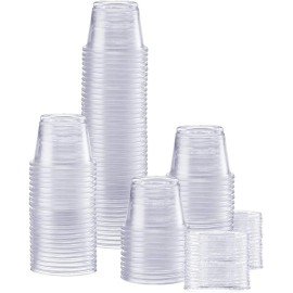 choice 1000 Pack - Clear Plastic Souffle  Disposable Portion Cups with Lids 1 Oz.