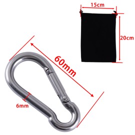 GIVIHGETI 12 Stück Karabinerhaken Set, 6 x 60 mm Edelstahl Schnappverschluss, Karabiner mit Federhaken, Ideal für Schlüsselanhänger, Camping, Wandern, Reisen, Angeln (Silber)