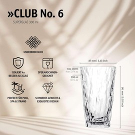 koziol Superglas Club No. 6 2 Pack 300ml Crystal Clear Plastic Cocktail Glass Luxury Unbreakable Reusable Party Camping Set of 2 (Rose Quartz)