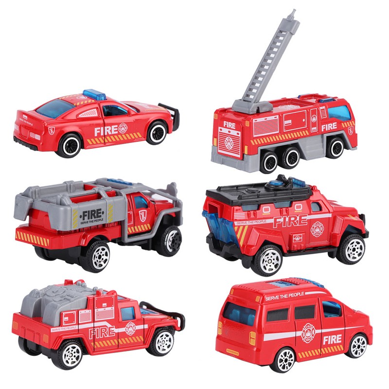 6pcs 1:64 Engineering Car Model Alloy Simulation Vehicle Car Model