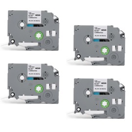 Replacement for Brother Label Maker Tape, P-Touch Label Tape, Tz 231 Tape 12mm 0.47 Laminated Black on White, Compatible with Brother PT-D210 H110 D220 D400 D410 D600, 4-Pack