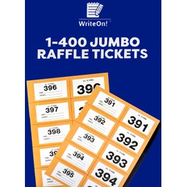 YLAB Raffle Tickets - Jumbo Extra Large - 1-400 Cloakroom Tickets (Orange)