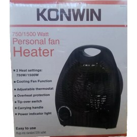 Konwin Compact Electric Heater 750/1500 W 120V Fan Forced Adjustable Thermostat