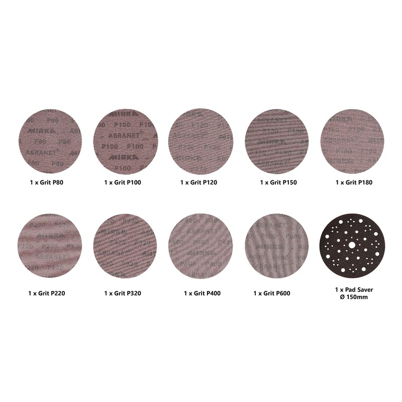 Mirka Abranet net sanding discs Ø 150 mm Hook &