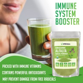 XPRS Nutra Organic Alfalfa Powder - Premium Vegan Alfalfa Supplement Rich in Calcium, Antioxidants, Vitamins - Farmer Alfalfa Supplement for Kids and Adults - Vegan Friendly Alfalfa Leaf (16 Ounce)