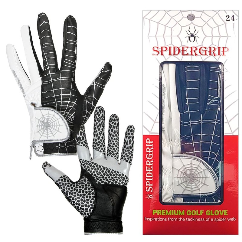 SpiderGrip Golf Glove Men's Left Hand - Silver/SpiderGrip Nonslip Golf