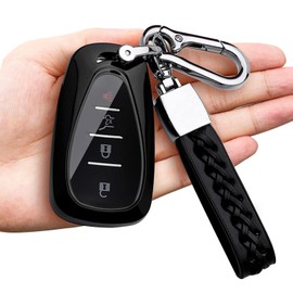 Teenpull Fit for Chevy Key Fob Cover, Key Fob Case TPU Protector with Key Chain Compatible for Chevy 2024 2023 2022 2021 2020 Malibu Camaro Cruze Traverse Volt Bolt Remote Keyless Entry (Black)