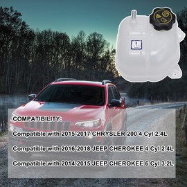 Coimoviol 603-838 Engine Coolant Reservoir with Cap Compatible with Chrysler 200 2015 2016 2017, Jeep Cherokee 2014 2015 2016 2017 2018, Pressurized Overflow Recovery Expansion Tank, OEM 68096261AA