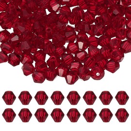 PATIKIL 6mm Bicone Crystal Beads, 200 Pcs Glass Faceted Bicone Beads Loose Spacer Bead for Jewelry Making Bracelet Necklace Earrings Wind Chimes Craft, Red
