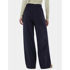 HeSaYep Women's Wide Leg Sweatpants Baggy Fleece Lined Sweat Pants Drawstring Lounge Straight Leg Trousers Athletic High Waisted Pants with Pockets Navy Blue M