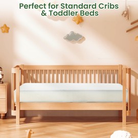 Rengue Crib Mattress, Pack and Play Mattress Pad, Dual-Sided Baby and Toddler Mattress with Cool Gel Memory Foam and Removable Cover, Fits Standard Size Cribs and Toddler Bed, 52" x 28"