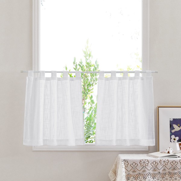 PONY DANCE Net Curtains Kitchen Window Curtains Short Curtains White