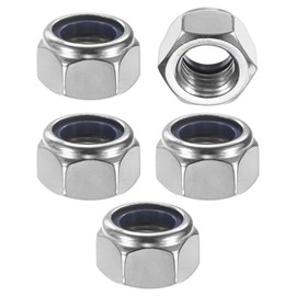 M METERXITY 5-Pack Nylon Insert Hex Lock Nuts, M20 x 2.5mm Thread 304 Stainless Steel Self-Locking Locknuts Hexagon Nut Metric Nuts for Machinery/Home Repair/Industrial Fasteners