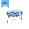 Blue & White Round Polyester Oktoberfest Tablecloth 60", Reusable Oktoberfest