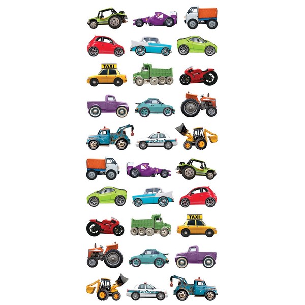 Paper House Productions STP-0023E Mixed Cars Puffy Stickers, Mini