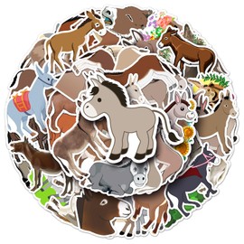 Donkey Stickers for Laptop (50 PCS),Gift for Children Teens Adults Girl Boys,Waterproof Stickers for Water Bottle,Donkey Vinyl Stickers for Scrapbook,Skateboard,Bike,Phone,Dairy