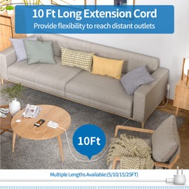 Surge Protector Power Strip 10 ft, Flat Plug Extension Cord with 6 Outlets 4 USB Ports, Outlet Extender Long Cord, Overload Protection, Extension Cord with Multiple Outlets for Indoor, Home, Office