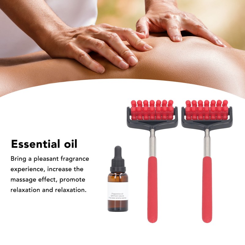 2pcs Telescopic Back Massage Roller Stainless Steel Rolling Back Massager