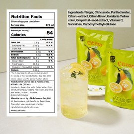 [Nokchawon] Citronade Pouches 10 Packs – Sweet and Tangy Korean Yuzu Iced Fruit Tea, Korean drink, 1,700g (59.97oz)