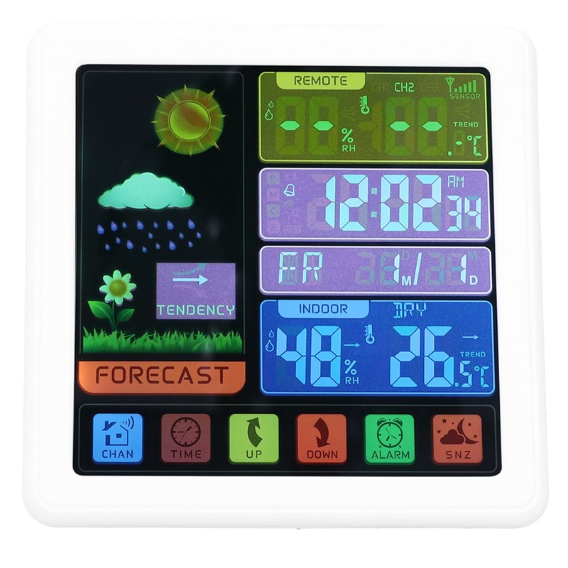 Wireless Weather Clock Digital Thermometer Hygrometer with Touch Screen for