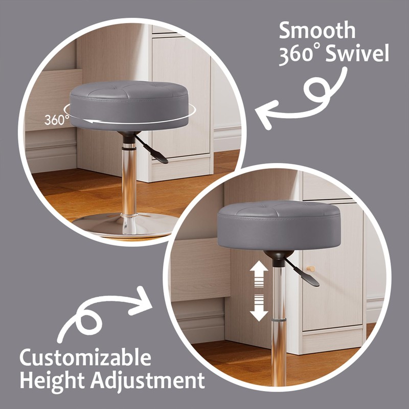 Youtanic Vanity Stool with Adjustable Height, 360°Swivel Ottoman Chair for