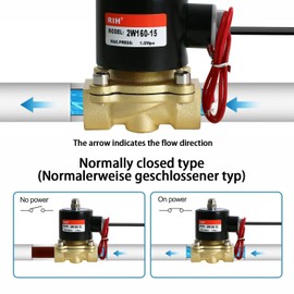 RIH PNEUMATIC 1/2 Inch Electric Solenoid Valve Brass 12V/24V/110V 2 Way High Turn Coil Normally Closed Water 2W160-15 Liquid Air control DC24V