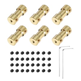 sourcing map 6pcs 2mm to 2mm Brass Shaft Coupling Joint Connector with Screws and Hex Wrench Flexible Motor Shaft Coupler for Car Wheels Tires Shaft Motor