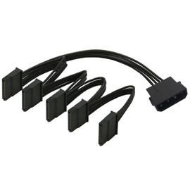 QINJOOELC IDE to SATA Power Splitter Cable - LP4 4 Pin Male to 5 SATA Female Power Extension Hard Drive Cable for HDD, SSD and Optical Drives