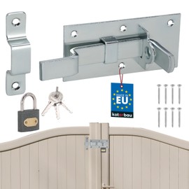 KOTARBAU® Universal Lock Bolt Steel Bolt with Padlock 60 x 130 mm Curved Latch for Doors Gates Garden Gate Bolt Garden Gate Latch Door Bolt Sliding Bolt Lockable