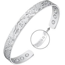 Jeracol Copper Bracelet for Women,Flower&Crystal Design Magnetic Bracelet with 12Pcs Ultra Strength Magnets,Adjustable Size & Jewelery Gift Box