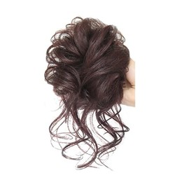 Curly Messy Hair Bun Updo Scrunchy Scrunchie Donut Hair Extensions Chignons Wavy Hairpiece Ribbon Ponytail Extension (Brown)
