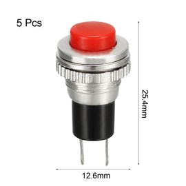 uxcell 10mm Mounting Red Momentary Push Button Switch SPST NO 5pcs