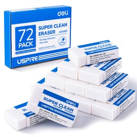 Deli Pencil Erasers, Pencil Eraser, 72 Pack, White Erasers, Erasers for Drawing, Kids, Artist, White, Large