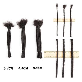 Dreadlock Extensions Human Hair Locs Extensions Human Hair 100% Human Hair Full Handmade Permanent Locs for Women Men Kids Can Be Dyed and Bleached Curled(0.8cm Thickness 8 Inch 20 Strands)