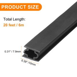 HARFINGTON Rubber Weather Stripping Door Seal Strip, 20 Feet D-Shaped Draught Excluder for Door Window Frame, Self Adhesive Waterproof Weather Sealing Strip for 0.24" to 0.30" Gap, Black