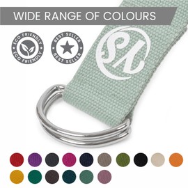 Yoga Studio Yoga Strap, 2.5m (8.2ft) Extra Long Durable Organic Cotton Adjustable Stretching D-Ring Yoga Belt, Exercise, Pilates, Dance, Workout, Gym, Physical Therapy - (Sage Green)