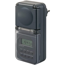 Brennenstuhl Digital Weekly Timer IP44 Digital Timer Socket (Weekly Timer for Outdoor Use and Child Safety) Anthracite