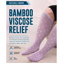 Doctor's Select 3 Pairs Plus Size Compression Socks Wide Calf | Bamboo Viscose Knee High Socks for Circulation Support | Wide Calf Compression Socks | Pink, Navy, Light Grey (Polkadots)