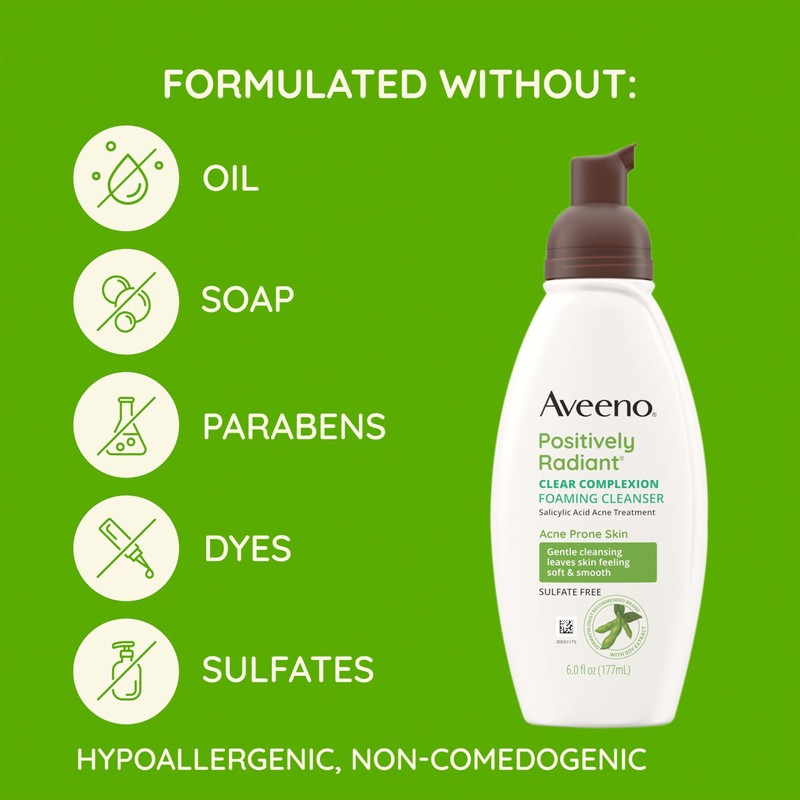 Aveeno Clear Complexion Foaming Oil-Free Facial Cleanser with Soy Extract