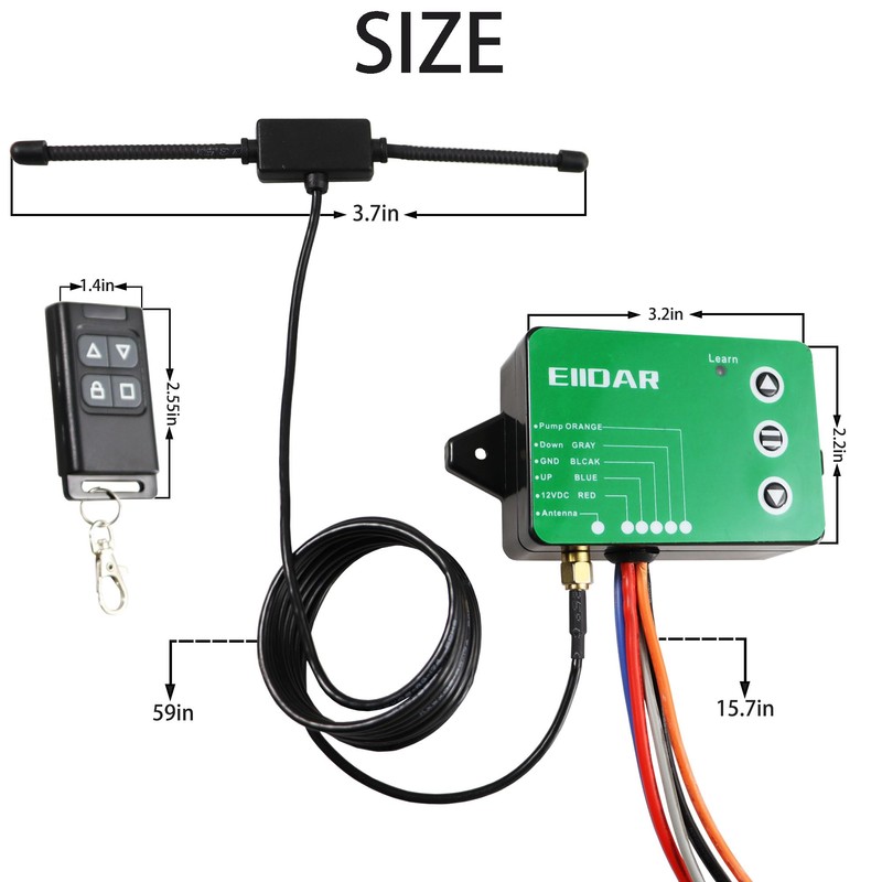 EIIDAR Wireless Dump Trailer Controller Wireless Remote Control for 3-Wire/4-Wire