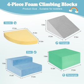 HHH HIKECUCAN Climbing Toys for Toddlers 1-3, Foam Climb Blocks for Baby，4-Piece Baby Climbing Toys,Climbing Crawling Toys Soft Foam Blocks Activity Play Set