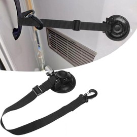 BAAQII Adjustable Door Holder for Motorhome, Caravan, Motorhome, Door String, Door Holder with Plastic Hooks and Locking Latch, Heavy Duty Suction Cup, Door Straps, Stops Wind (1)