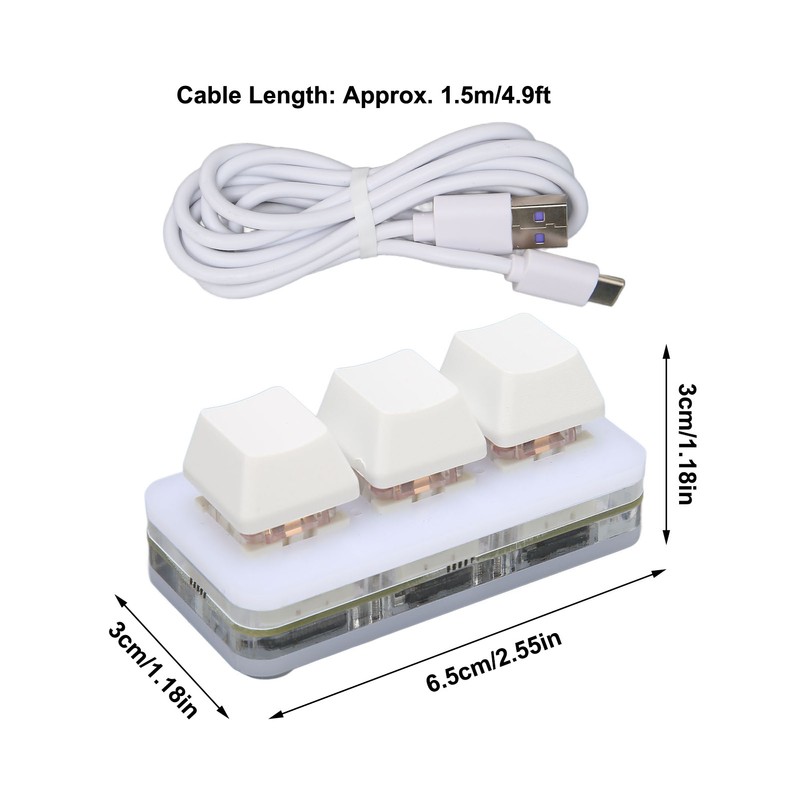 USB 3 Key Mini Keypad RGB LED Backlight Supports Hot