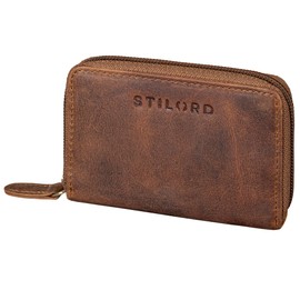 STILORD 'Luxor' Premium Zip Pouch Wallet for Men Women Real Leather Small - Credit Card Wallet Genuine Leather Wallet with RFID Protection - Wallet with Coin Pocket, Colour:Middle Brown