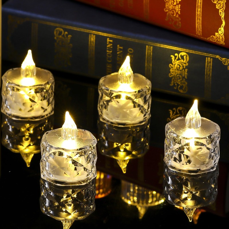 wowjimi LEDクリスタルキャンドル 24個入 ろうそく灯 飾りライト インテリアライト インテリア装飾 精緻 乙女心 萌