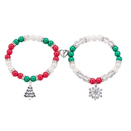 TOFBS Women's Christmas Festive Set of 2 Christmas Bangles Couples Magnetic Bracelets Couples Jewellery Gift Christmas for Festive Occasion, Resin + alloy, Resin + alloy