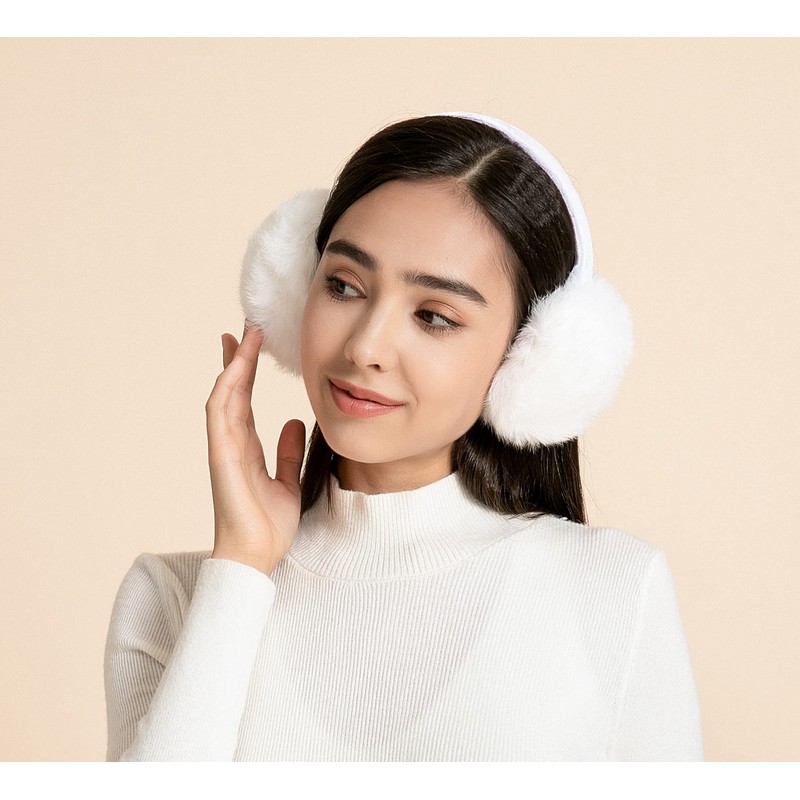 ZLYC Womens Girls Genuine Rabbit Fur EarMuffs Adjustable Ear Warmers,