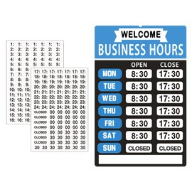Business Hours Sign,Opening Hour Sign Kit,Changeable Store Hours Sign,Hours Signs for Business,Open Sign with Hours,Office Door Signs for Any Business,Store or Office（Blue,8”x 12”-Aluminum）