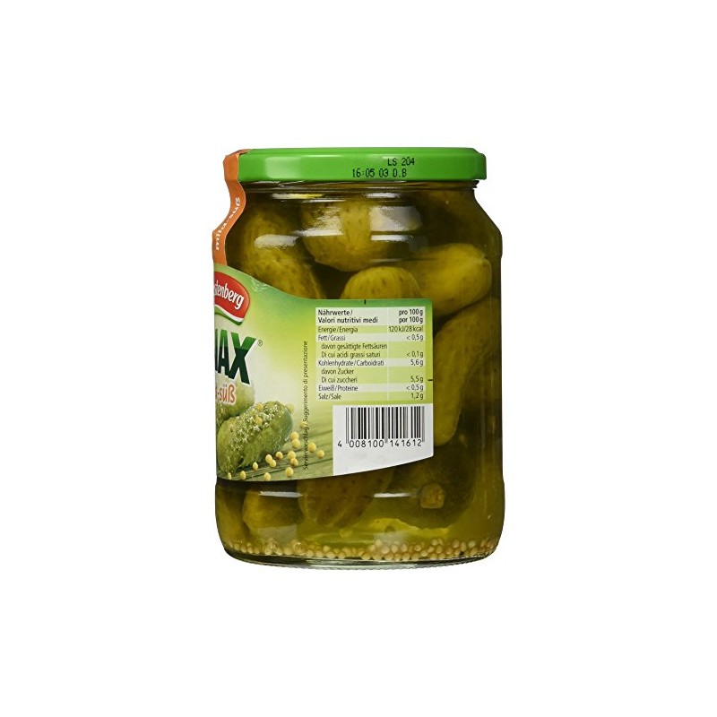 Hengstenberg Knax Gherkins Mild Sweet Drained Weight 360 g